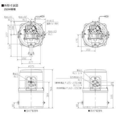 画像4: 荏原製作所　【32x25HPOJ6.25S(PJ25-J15EAジェット標準付属) 】 HPOJ型 浅深兼用丸形ジェットポンプ ジェット付 250W 単相100V 60Hz [♪■]