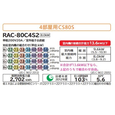 画像3: システムマルチ 日立　RAC-80C4S2　室外ユニット 4部屋用 CS80S 単相200V 室外機のみ  [♪●]