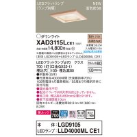 パナソニック　XAD3115LCE1(ランプ別梱)　ダウンライト 天井埋込型 LED(電球色) 美ルック 高気密SB形 拡散マイルド配光 埋込穴□100 白木枠