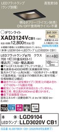 パナソニック　XAD3124VCB1(ランプ別梱)　ダウンライト 天井埋込型 LED(温白色) 高気密SB形 集光24度 調光(ライコン別売) 埋込穴□100 ブラック
