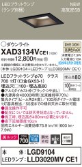 パナソニック　XAD3134VCE1(ランプ別梱)　ダウンライト 天井埋込型 LED(温白色) 美ルック 高気密SB形 集光24度 埋込穴□100 ブラック