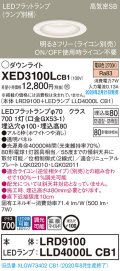 パナソニック　XED3100LCB1(ランプ別梱)　軒下用ダウンライト 天井埋込型 LED(電球色) 防湿・防雨型 調光(ライコン別売) 埋込穴φ100 ホワイト