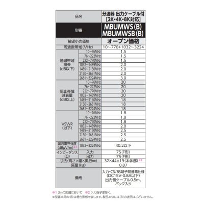 画像2: DXアンテナ　MBUMWS(B)　ケーブル付分波器 分波器 出力ケーブル付 (2K・4K・8K対応) [￡]