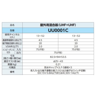画像2: DXアンテナ　UU0001C　混合器 屋外用混合器(UHF+UHF) [￡]