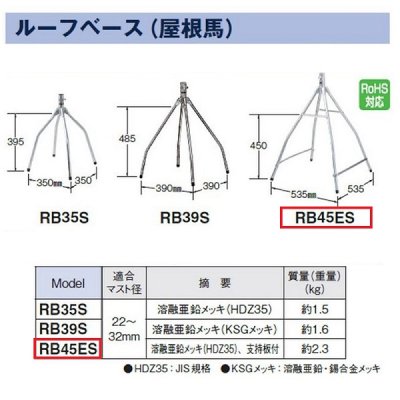 画像2: マスプロ電工　RB45ES　ルーフベース(屋根馬) 支持板付 [￡]