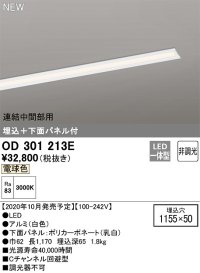 オーデリック　OD301213E(LED光源ユニット別梱)　ベースライト LED一体型 非調光 電球色 連結中間部用 埋込穴1155×50