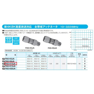 画像2: サン電子　FAS-K10JA　全帯域アッテネーター 10dB 4K8K対応 [￡]