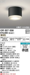 オーデリック　OR037038　非常灯 誘導灯 リモコン別売 直付型 LED一体型 電球色 電池内蔵形 防雨形 ブラック