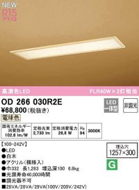 オーデリック　OD266030R2E(LED光源ユニット別梱)　シーリングライト 1257×300 非調光 和風 LED一体型 電球色 白木