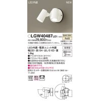 パナソニック　LGW40487LE1　スポットライト 壁直付型 LED(温白色) 拡散タイプ 防雨型 パネル付型 ホワイト