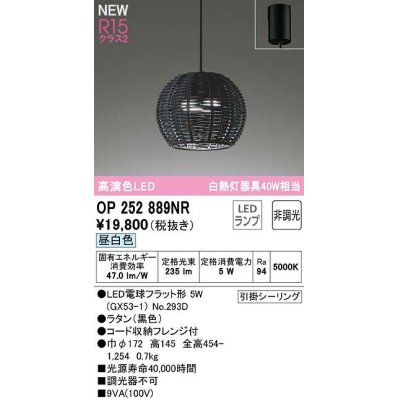 画像1: オーデリック　OP252889NR(ランプ別梱)　ペンダントライト 非調光 LEDランプ 昼白色 フレンジタイプ 黒色