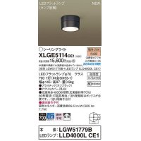 パナソニック　XLGE5114CE1(ランプ別梱)　シーリングライト LED(電球色) 拡散 LEDフラットランプ交換型 防雨型 オフブラック