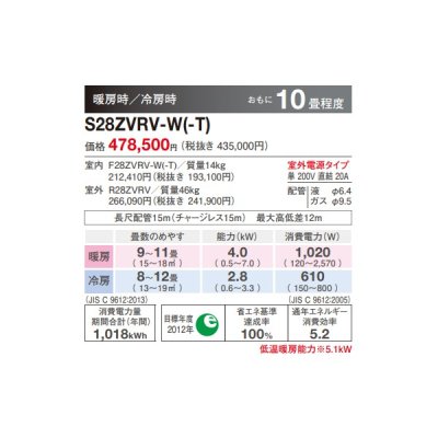 画像2: ダイキン　S28YVRV　ハウジングエアコン 10畳程度 床置形 給気換気 VRシリーズ ブラウン 単200V (S28YVRVの後継品) [♪▲]