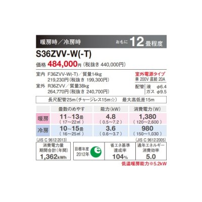 画像2: ダイキン　S36ZVV　ハウジングエアコン 12畳程度 床置形 Vシリーズ ブラウン 単200V (S36RVVの後継品) [♭♪▲]