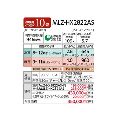 画像4: 三菱 【MLZ-HX2822AS＋化粧パネル】 ハウジングエアコン 1方向天井カセット ズバ暖 HXシリーズ 10畳程度 単相200V 寒冷地仕様 [♪■]