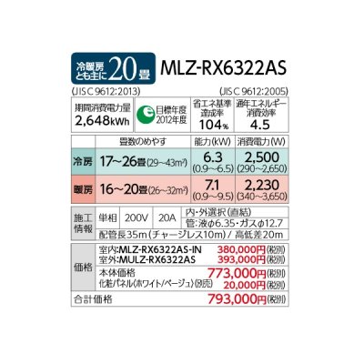 画像4: 三菱 【MLZ-RX6322AS＋化粧パネル】 ハウジングエアコン 1方向天井カセット形 RXシリーズ 20畳程度 単相200V [♪Å]