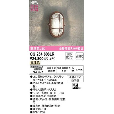 画像1: オーデリック　OG254606LR(ランプ別梱)　ブラケットライト 非調光 LEDランプ 電球色 防雨型 鉄錆色