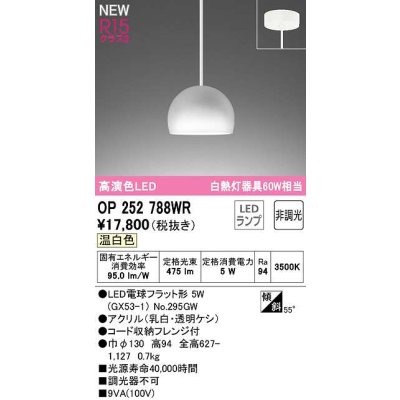 画像1: オーデリック　OP252788WR(ランプ別梱)　ペンダントライト 非調光 LEDランプ 温白色 フレンジタイプ