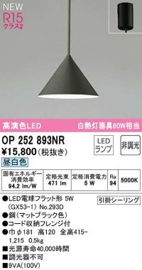 オーデリック　OP252893NR(ランプ別梱)　ペンダントライト 非調光 LEDランプ 昼白色 フレンジタイプ マットブラック