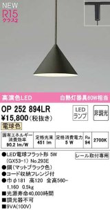 オーデリック　OP252894LR(ランプ別梱)　ペンダントライト 非調光 LEDランプ 電球色 プラグタイプ マットブラック