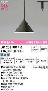 オーデリック　OP252894NR(ランプ別梱)　ペンダントライト 非調光 LEDランプ 昼白色 プラグタイプ マットブラック