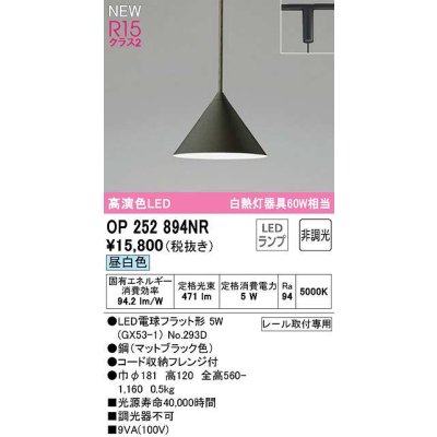 画像1: オーデリック　OP252894NR(ランプ別梱)　ペンダントライト 非調光 LEDランプ 昼白色 プラグタイプ マットブラック