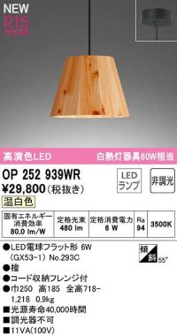 オーデリック　OP252939WR(ランプ別梱)　ペンダントライト 非調光 LEDランプ 温白色 フレンジタイプ 檜