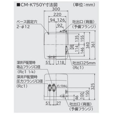 画像3: 日立　CM-K750Y　浅深両用自動ポンプ インバーター ミニタンク式  三相200V ジェット別売 (CM-K750X 後継品) [■]