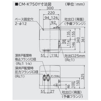 画像3: 日立　CM-K750Y　浅深両用自動ポンプ インバーター ミニタンク式  三相200V ジェット別売 (CM-K750X 後継品) [■]