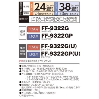 画像2: 長府/サンポット　FF-9322GP　ガスFF温風暖房機 LPG用 [♪■]