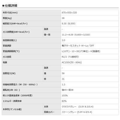 画像2: リンナイ 【RHFS-1006FL 都市ガス用】 ガスFF暖房機 木造24畳 コンクリート33畳 給排気筒トップ別売 [♪■]