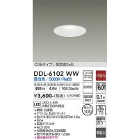 大光電機(DAIKO) DDL-6102WW ダウンライト ベーシック 埋込穴φ100 非調光 昼白色 LED内蔵 COBタイプ 高気密SB 準耐火 防雨形 白 [￡]