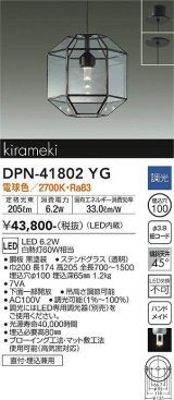 大光電機(DAIKO) DPN-41802YG ペンダント 調光(調光器別売) 電球色 LED・電源内蔵 フランジタイプ 黒