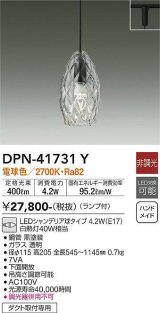 大光電機(DAIKO) DPN-41731Y ペンダント 非調光 電球色 LED ランプ付 プラグタイプ 黒