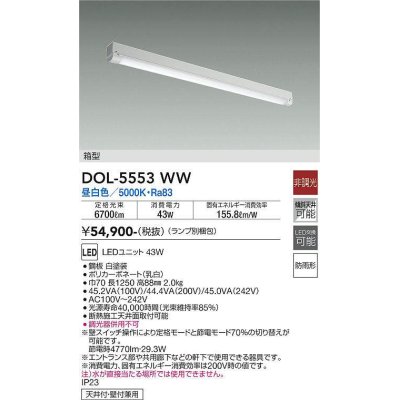 画像1: 大光電機(DAIKO) DOL-5553WW(ランプ別梱) ベースライト 軒下用 非調光 昼白色 電源内蔵 LED 箱型 防雨形 白
