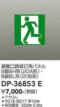 大光電機(DAIKO) DP-36853E 防災照明 誘導灯 避難口誘導灯用パネル 本体別売