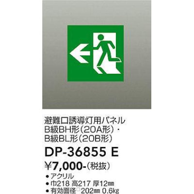 画像1: 大光電機(DAIKO) DP-36855E 防災照明 誘導灯 避難口誘導灯用パネル 本体別売