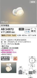 コイズミ照明 AB54972 スポットライト 非調光 LED 電球色 直付・壁付取付 フランジ 散光 ファインホワイト