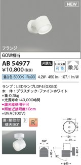 コイズミ照明 AB54977 スポットライト 非調光 LED 昼白色 直付・壁付取付 フランジ 散光 ファインホワイト