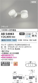 コイズミ照明 AB54983 スポットライト 非調光 LED 昼白色 直付・壁付取付 フランジ 散光 ファインホワイト