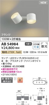 コイズミ照明 AB54984 スポットライト 非調光 LED 電球色 直付・壁付取付 フランジ 散光 ファインホワイト