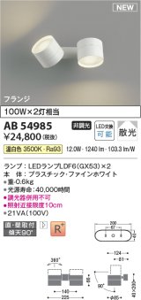 コイズミ照明 AB54985 スポットライト 非調光 LED 温白色 直付・壁付取付 フランジ 散光 ファインホワイト