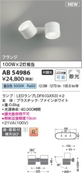 コイズミ照明 AB54986 スポットライト 非調光 LED 昼白色 直付・壁付取付 フランジ 散光 ファインホワイト