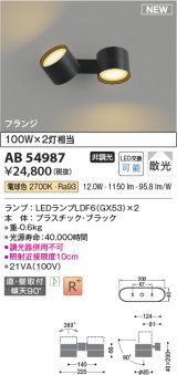 コイズミ照明 AB54987 スポットライト 非調光 LED 電球色 直付・壁付取付 フランジ 散光 ブラック