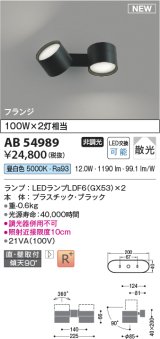 コイズミ照明 AB54989 スポットライト 非調光 LED 昼白色 直付・壁付取付 フランジ 散光 ブラック