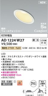 コイズミ照明 AD1224W27 ダウンライト 埋込穴φ100 調光 調光器別売 LED一体型 電球色 高気密SB形 傾斜・ウォールウォッシャー 防雨・防湿型 パウダリーホワイト