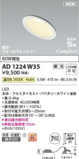 コイズミ照明 AD1224W35 ダウンライト 埋込穴φ100 調光 調光器別売 LED一体型 温白色 高気密SB形 傾斜・ウォールウォッシャー 防雨・防湿型 パウダリーホワイト