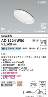 コイズミ照明 AD1224W50 ダウンライト 埋込穴φ100 調光 調光器別売 LED一体型 昼白色 高気密SB形 傾斜・ウォールウォッシャー 防雨・防湿型 パウダリーホワイト