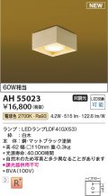 コイズミ照明 AH55023 和風照明 シーリング 非調光 LED 電球色 白木