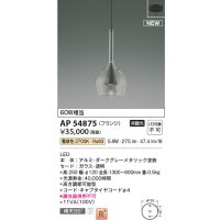 コイズミ照明 AP54875 ペンダント 非調光 LED一体型 電球色 フランジタイプ ダークグレーメタリック